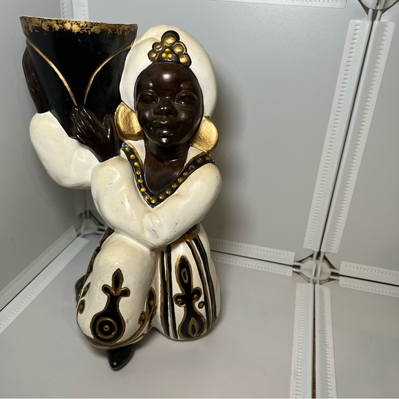 Vintage 10" Arab Prince Blackamoor Aladdin Ceramic Figural Figurine Planter Vase - Picture 1 of 8